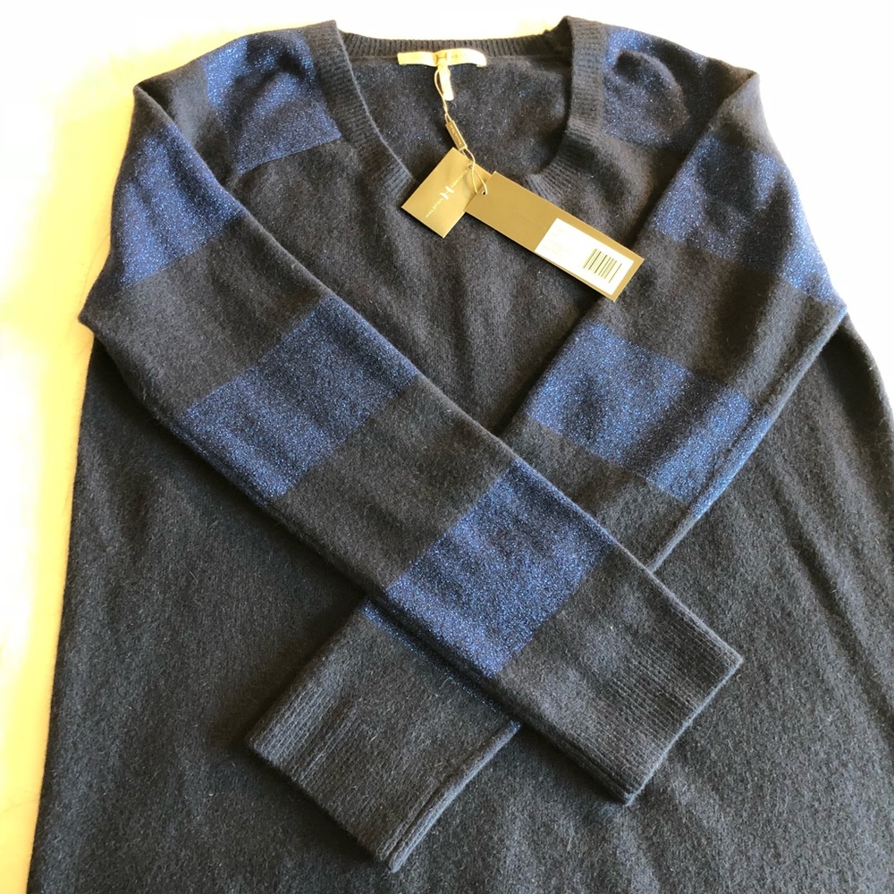 Halston Heritage Blue Striped Sweater L NWT $395